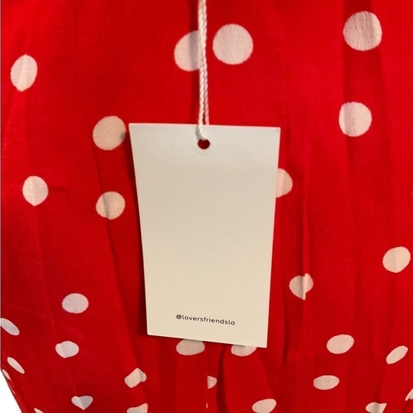 Lovers + Friends Bridget Red White Midi Dress (missing belt) Sz Small Faux Wrap - Picture 13 of 15